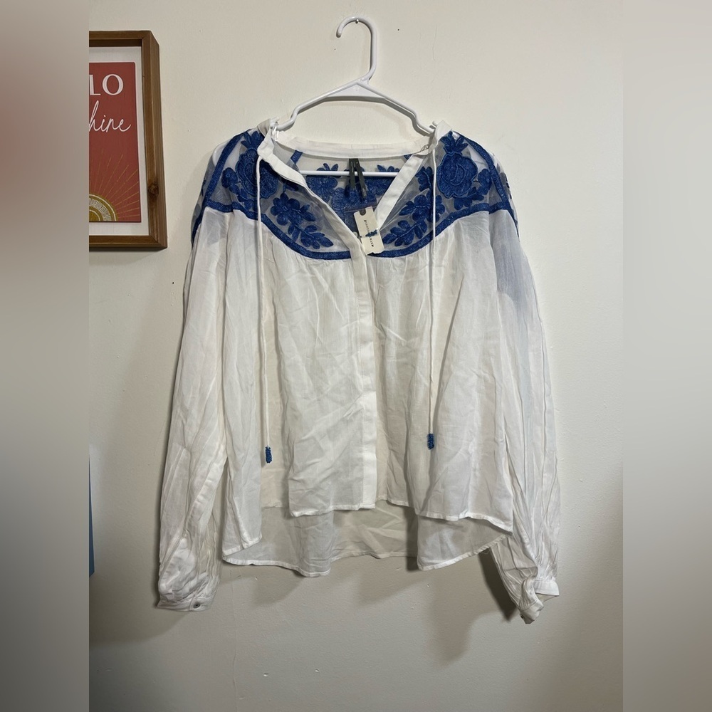 By Anthropologie Long-Sleeve Two-Tone Lace Blouse ๐ฟ - Picture 5 of 8
